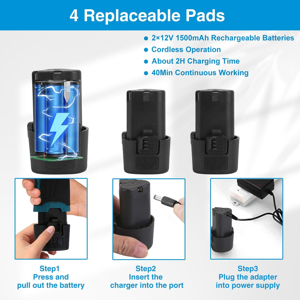 Cordless Car Buffer Polisher with 2Pcs 1500mAh Rechargeable Batteries 8 Speed Levels Wireless Polishing Waxer Machine Kit for Car Detailing