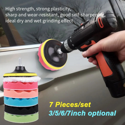 8-Piece Car Polishing Pad Kit | 3/5/7 Inch Sponge Buffing Discs for Auto Waxing and Polishing