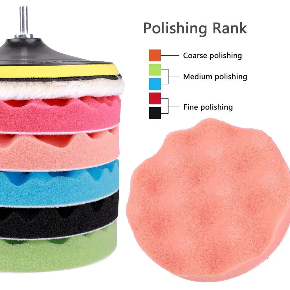 8-Piece Car Polishing Pad Kit | 3/5/7 Inch Sponge Buffing Discs for Auto Waxing and Polishing