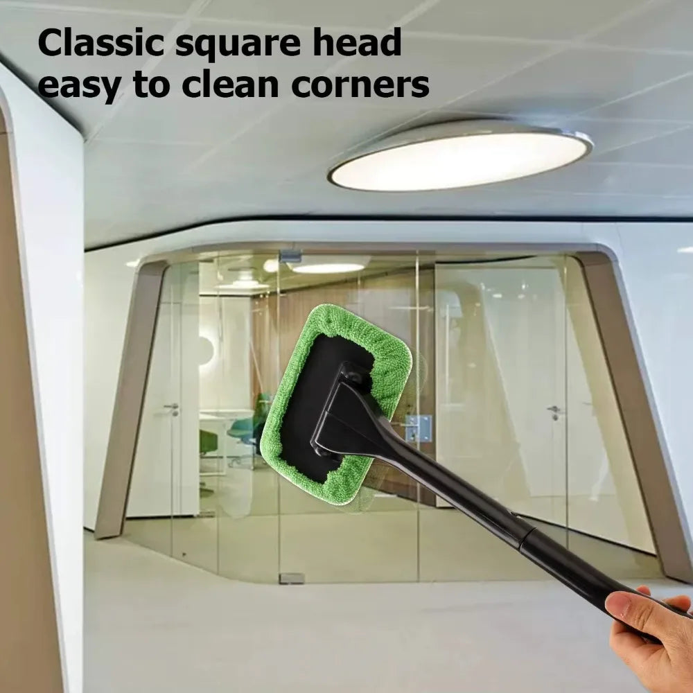 Windshield Cleaning Tool with 5 Reusable Cloth Pads | Car Window Cleaner