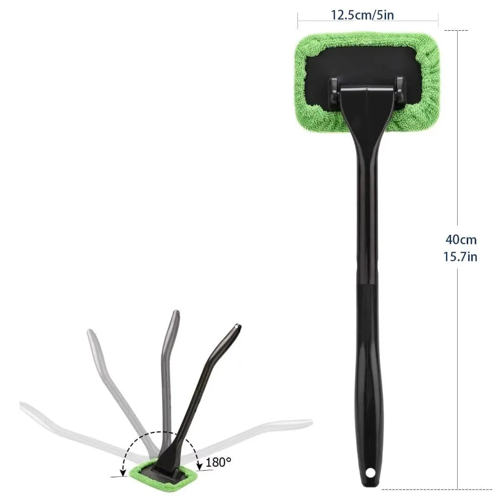 Windshield Cleaning Tool with 5 Reusable Cloth Pads | Car Window Cleaner